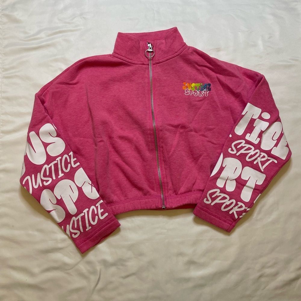 Girls Justice size XS pink zip up jacket